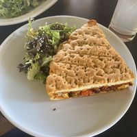 Vegan pita sandwich with grilled vegetables  at Vitra Haus Cafe in Weil Am Rhein