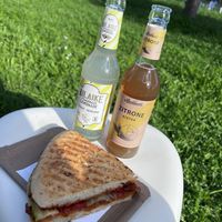 foccacia with roasted veggies and lemonade   at Vitra Haus Cafe in Weil Am Rhein