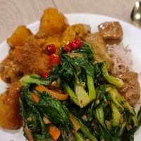 Rice with 3 random dishes.. delicious! at So Vegan - Gateway Ekkamai in Bangkok