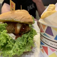 A lot of salad and sauce on the burger at So Vegan - Gateway Ekkamai in Bangkok