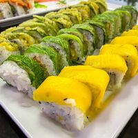 3 sushi rolls- the mango o e was super unique  at Temari Sushi in Willemstad