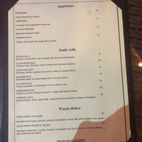 Vegetarian/ vegan menu at Temari Sushi in Willemstad