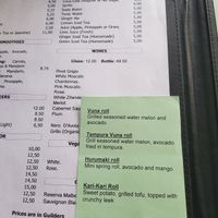 Vegan sushi specials at Temari Sushi in Willemstad