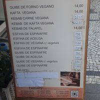 Menú vegano at Arab's in Rio De Janeiro