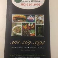 Menu at vPho in Newark