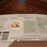 Dessert menu at County Hotel in Peebles