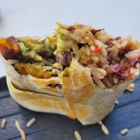 Vegan burrito at La Ventanita in El Castillo