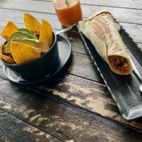 Burrito and Tico bowl  at La Ventanita in El Castillo