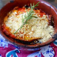 Vegan eggplant lasagna at Cesarina in San Diego
