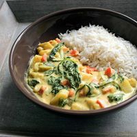 Winter vegetables coconut  curry  at Le Poisson Sans Bicyclette in Brussels
