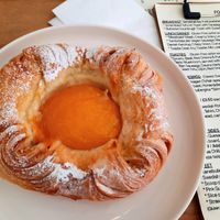 Peach pastry at Dauns in East London