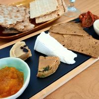 Cheese and seitan platter at Dauns in East London