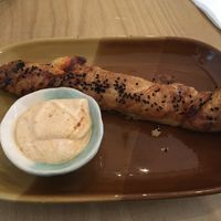 Cheese twist with harissa mayo  at Dauns in East London