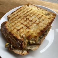 Garlic Mushroom & Honestly Tasty Camembert Toastie  at Dauns in East London