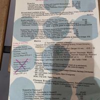 Food menu at Dauns in East London