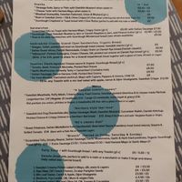 Food menu at Dauns in East London