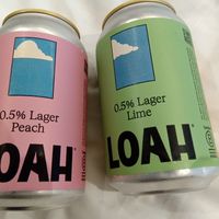 Two cans of 0.5% lager (peach and lime flavours) at Dauns in East London