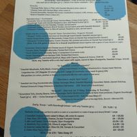 Food menu at Dauns in East London