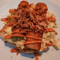 Scrambled tofu with sausage at Dauns in East London