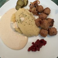 Mash and meatballs   at Dauns in East London