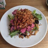 Beetroot salad and meatball smoorebrod at Dauns in East London