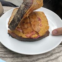 Sausage and cheese toaster   at Dauns in East London