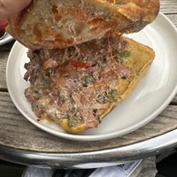 Tuna toastie with jackfruit and capers   at Dauns in East London