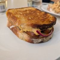 seitan sausage toastie at Dauns in East London