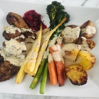 BBQ Seitan, roast potatoes and the full trimmings incl swedish style gravy. So so yummy! at Dauns in East London