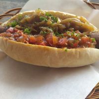 Vegan bbq falafel hot dog at Sundown Social Club in Phnom Penh