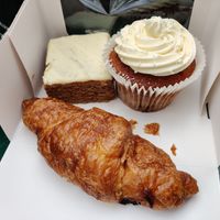 Chocolate croissant, carrot cake, berry muffin at Delivore in Stockholm