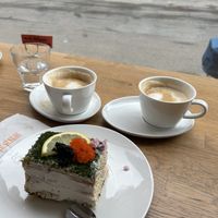 Smörgåstårta and soy cappuccinos  at Delivore in Stockholm