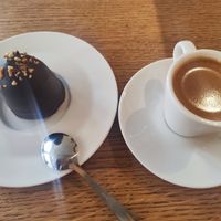 Espresso and chocolate treat which name I don't remember, it is like a marshmallow covered in chocolate, I had the caramel flavor at Delivore in Stockholm