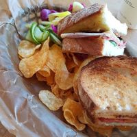 Grilled vegan salami sandwich at Delivore in Stockholm