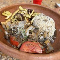 Mushroom, rice, potato  at Cultura Viviente in Pisac