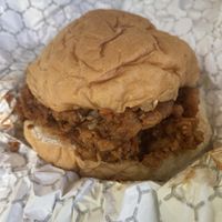 Vegan soy curl sandwich! at Black Bear BBQ in Asheville