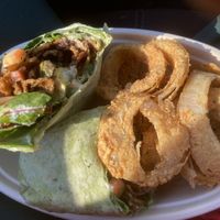 Smokey Chipotle Wrap and onion rings at Daisy's Cafe II in Hazel Crest