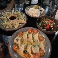 Vegan dumplings + green beans   at Hills Dumplings in Helsinki