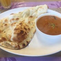 Mixed vegetable curry with naan  at Raja in Naha