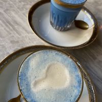 vegan blue latte  at L'Alchimiste in Brussels