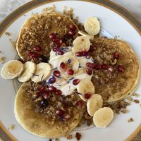 “So fluffy i’m gonna die” - pancakes (with regular pancakes instead of buckwheat & tahini pancakes)  at L'Alchimiste in Brussels