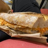 Sandwich Curry Style:
Soy protein "chicken style", mango chutney, curry mayonnaise & carrot  at L'Alchimiste in Brussels