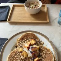 Pancakes & crunchy granola  at L'Alchimiste in Brussels