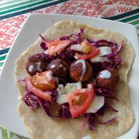 Falafel wrap at Mindo Sobre Ruedas in Mindo