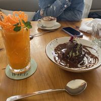  Carrot ginger juice and Chocolate Brownie   at Wild Cafe in Estepona