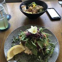 Poke bowl and baked sweet potato  at Wild Cafe in Estepona