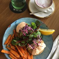 Ginger Kombucha, Maqui Latte & Artichoke Cakes at Wild Cafe in Estepona