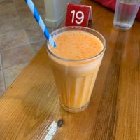 Apple, carrot, celery juice at avenue cafe in New Orleans