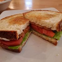 Dinner Part II: TLT sandwich 🥪 (tofu strips, lettuce, and tomato) 😋 at The Hostel Cafe in Portland