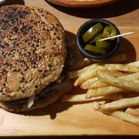 Lentils burger at Lxs de Abajo in Zacatecas